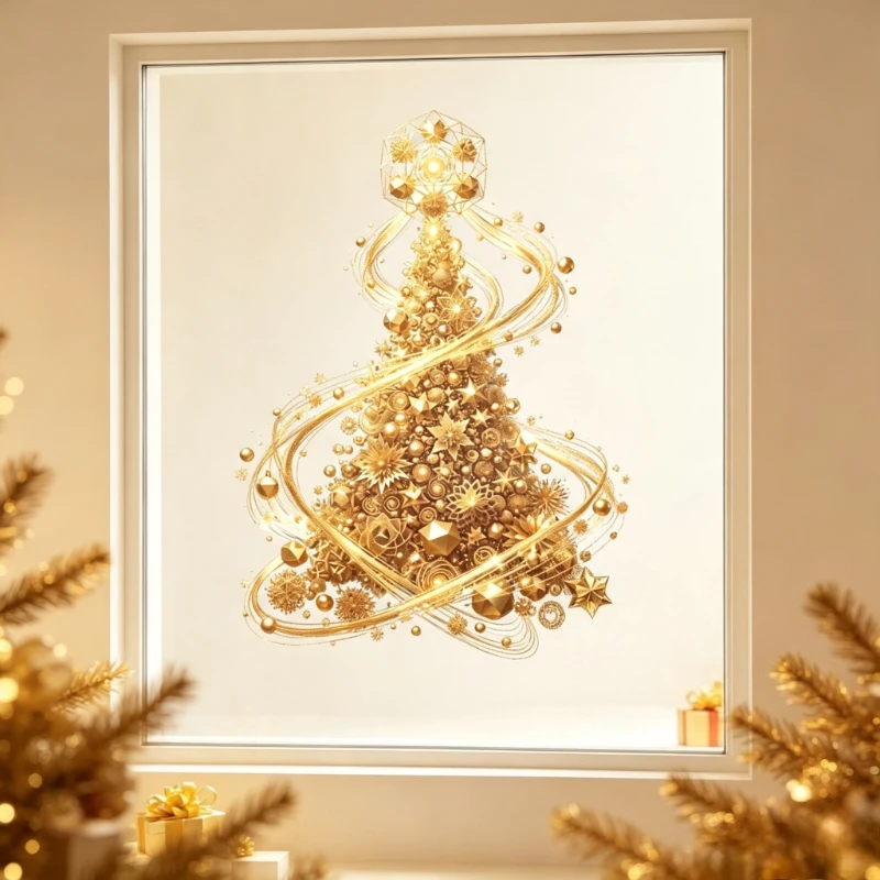 Snowflake Window Decal - Stiker Natal Elegan untuk Jendela Pohon