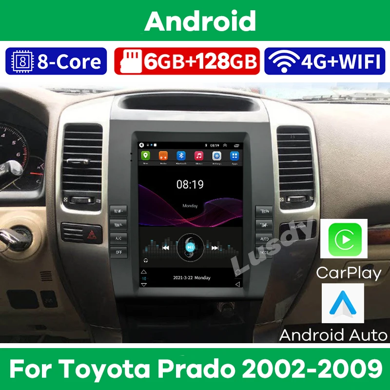 

9.7" Android 12 Car Multimedia Player Radio GPS for Toyota Land Cruiser Prado LC100 LC120 2002-2009 Auto Stereo Video CarPlay