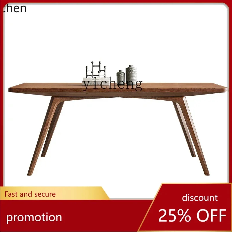 ZMLretro solid wood dining table rectangular medium and ancient style log household dining table ash wood eating table
