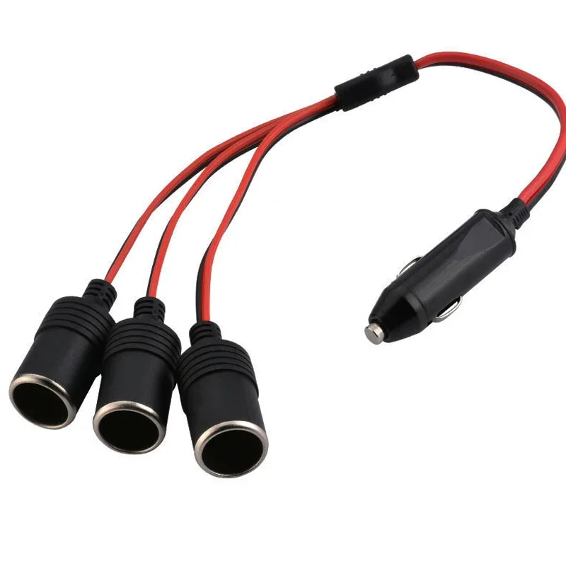1PCS 1point 3 Car Cigarette Lighter 3 Way Socket Splitter 12v  Power Charger Adapter Female Socket Plug Extension Cord Cable