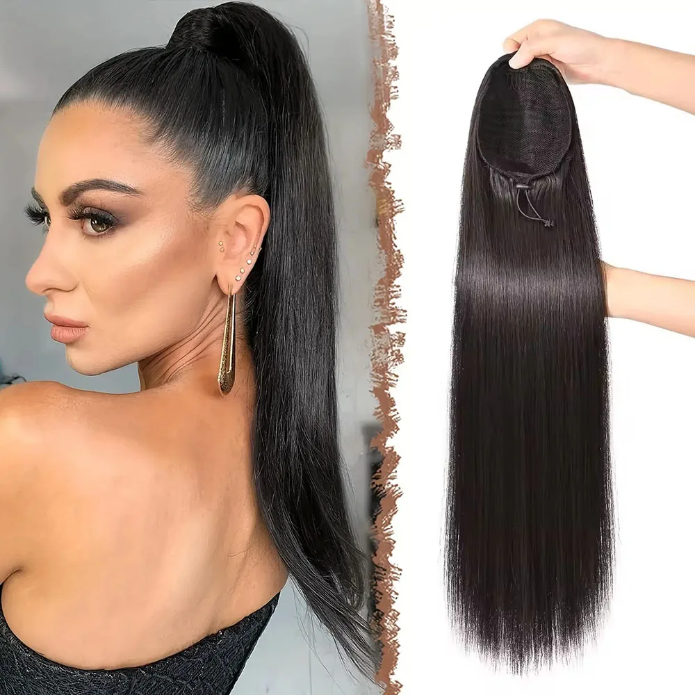 

Прямые волосы, конский хвост, Remy, конский хвост на шнурке, 100% бразильские человеческие волосы, наращивание хвоста, натуральные волосы для женщин