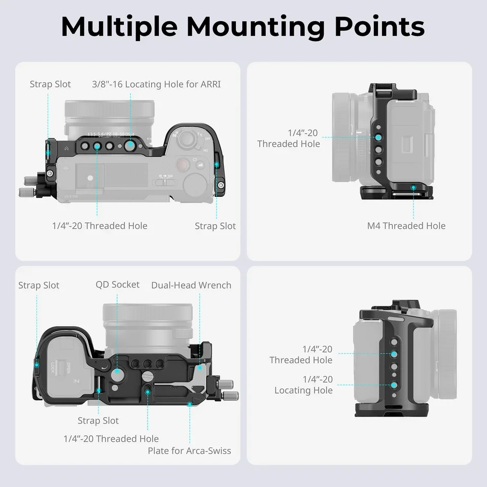 For Smallrig 4867 4949 Hybrid Material for ZV-E10 II Cable Clamp Arca- Quick Release Plate for RS