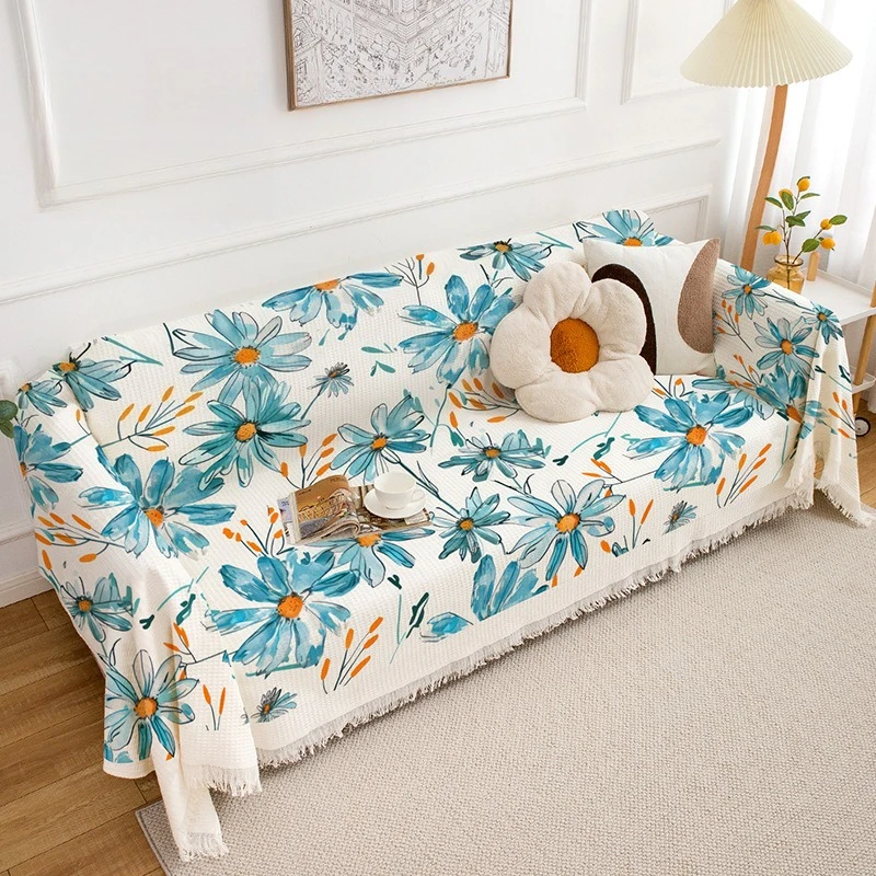 Floral Sofa Cover Dustproof Breathable One Piece Universal Couch Blanket Full Cover Durable All Season Home Decor