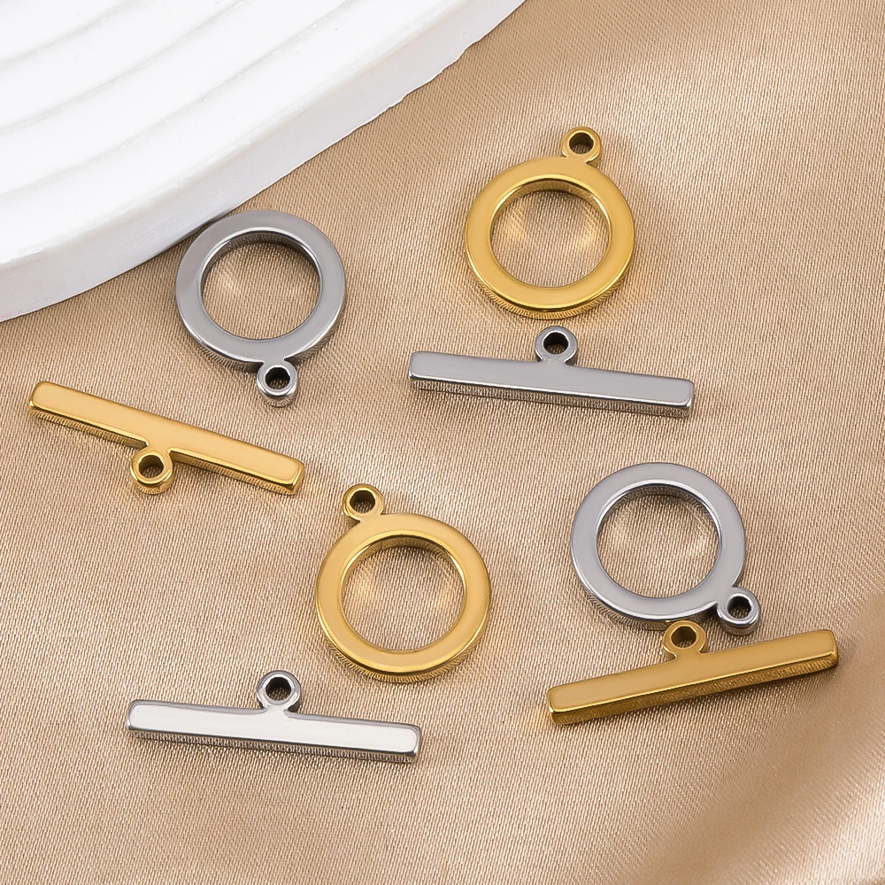 5 Sets Stainless Steel Flat Round OT Clasps Cord End Accessories for DIY Necklace Bracelet Connectors Findings Jewelry Making view 4