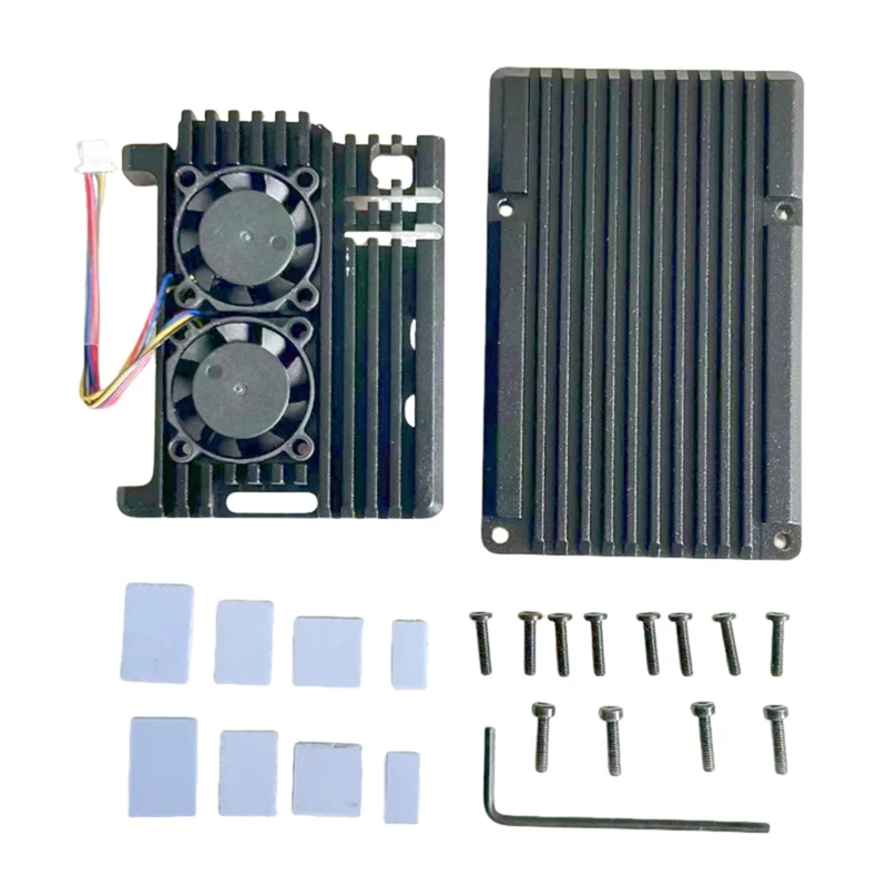 Suitable For Raspberry Pi 5Th Generation Aluminum Shell Raspberry Pi 5 Dual Fan Cooling Protection Box Metal Shell Easy To Use