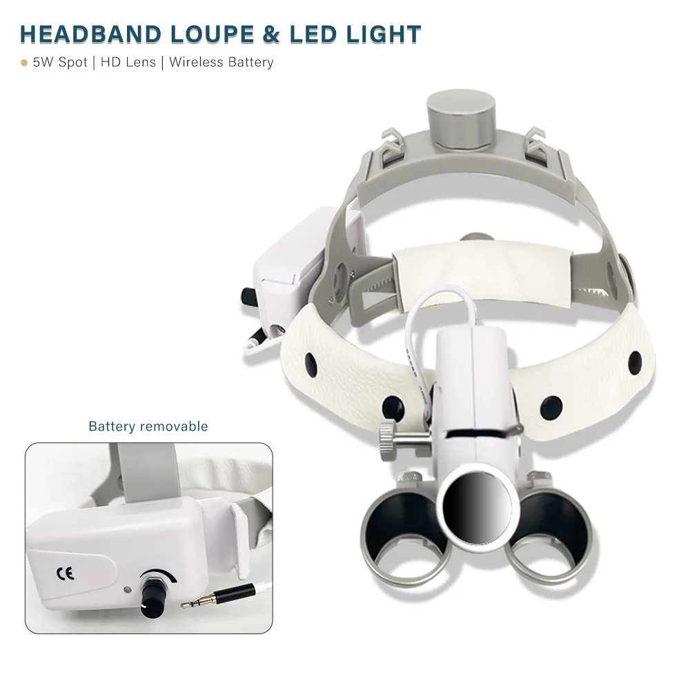 5W LED  loupes 2.5x 3.5x Laboratory Medical magnifying  galsses  Dental Head mounted binocular magnifier Surgery