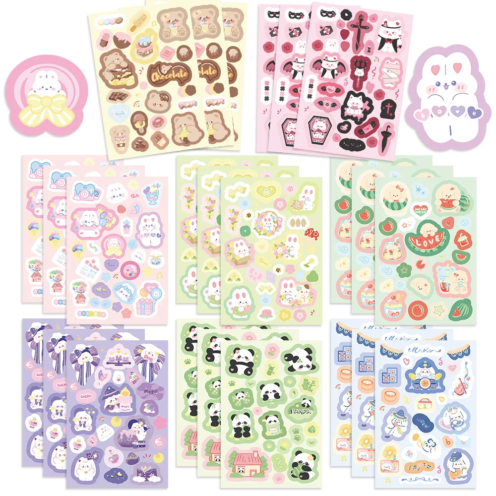 

8 Sheets Kawaii Animals Waterproof Paper Sticker Aesthetic DIY Decorative Diary Planner Cup Laptop Phone Scrapbook Kids Stickers