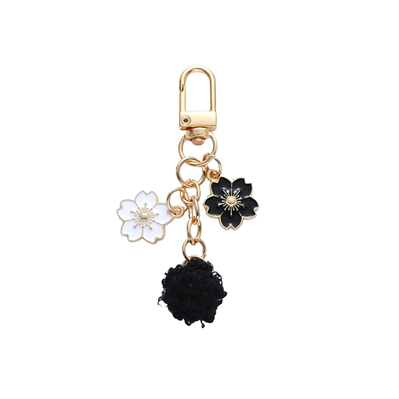 Fashion Hairball Key Chain Flowers Phone Pendant Car Key Ring Headphone Case Charms Bag Decor Accessories