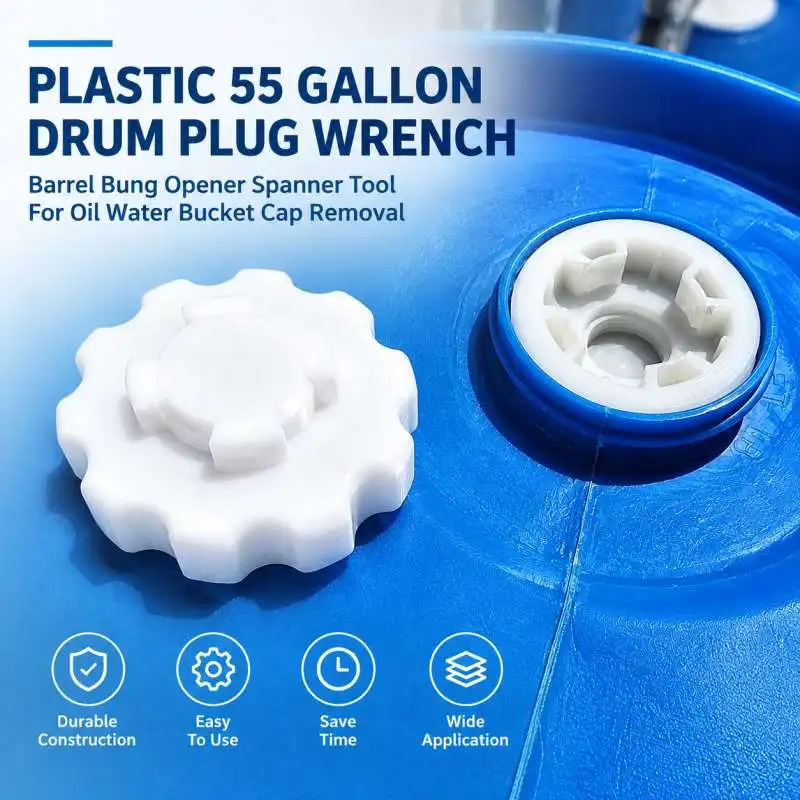 Plastic 55 Gallon Drum Plug Wrench Barrel Bung Opener Spanner Tool For Oil Water Bucket Cap Removal