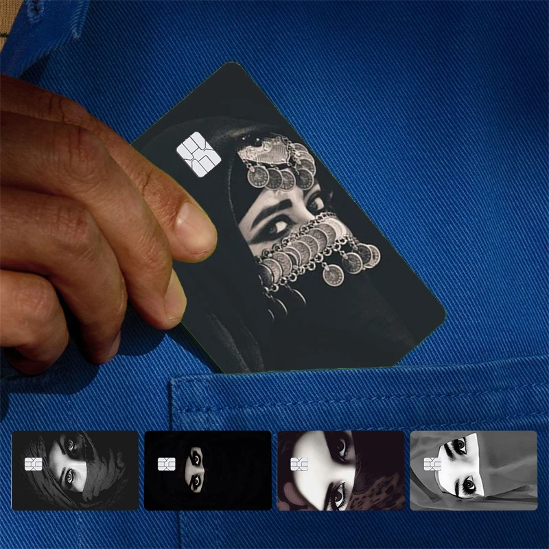 Arab Woman With Niqab eye Face Cover Skin Sticker For Credit Card Bank Debit Bus Card Front Side