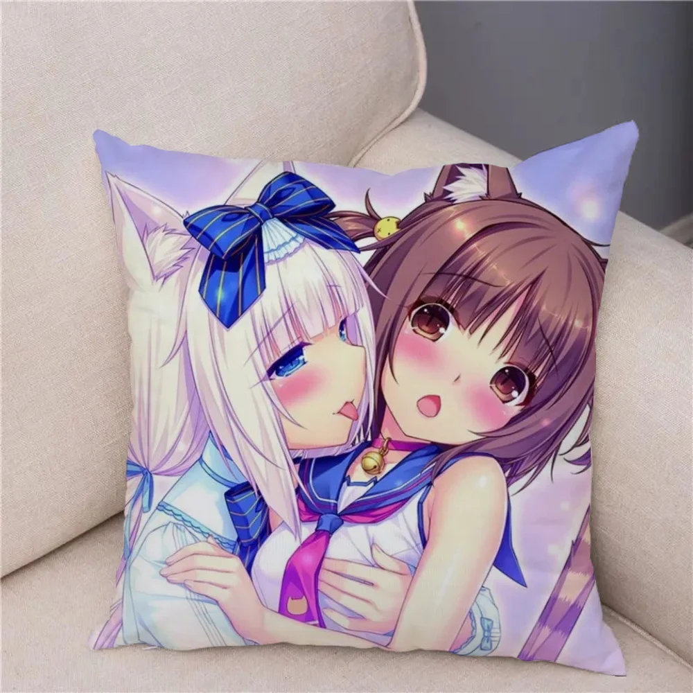 NekoPara Decorative Pillowcases for Pillows Cushion Cover 40x40 Twin Size Bedding Pillowcase 50x50 45x45 Cushions Cover Car Sofa