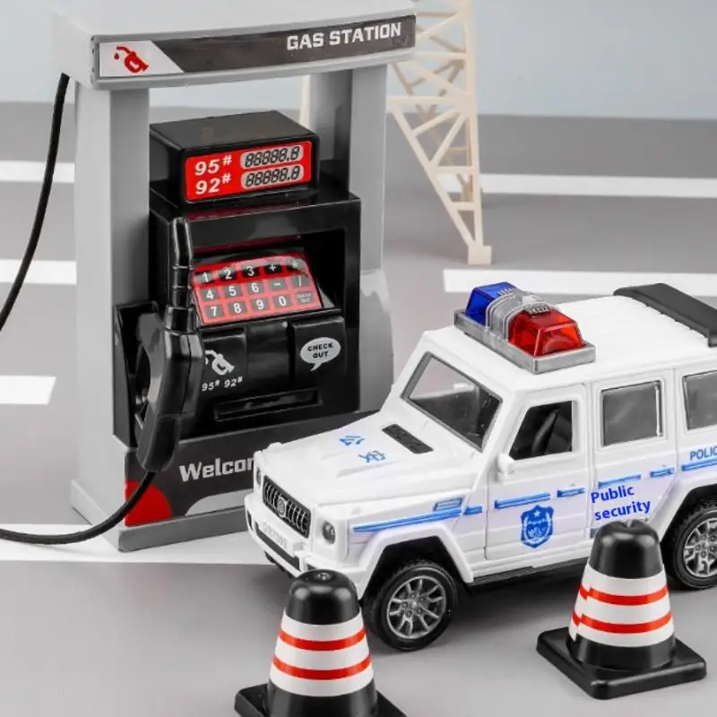 1 Set Realistic Miniature Model Playset With Roadblocks Interactive Educational Toy DIY Simulation Gas Station Toys