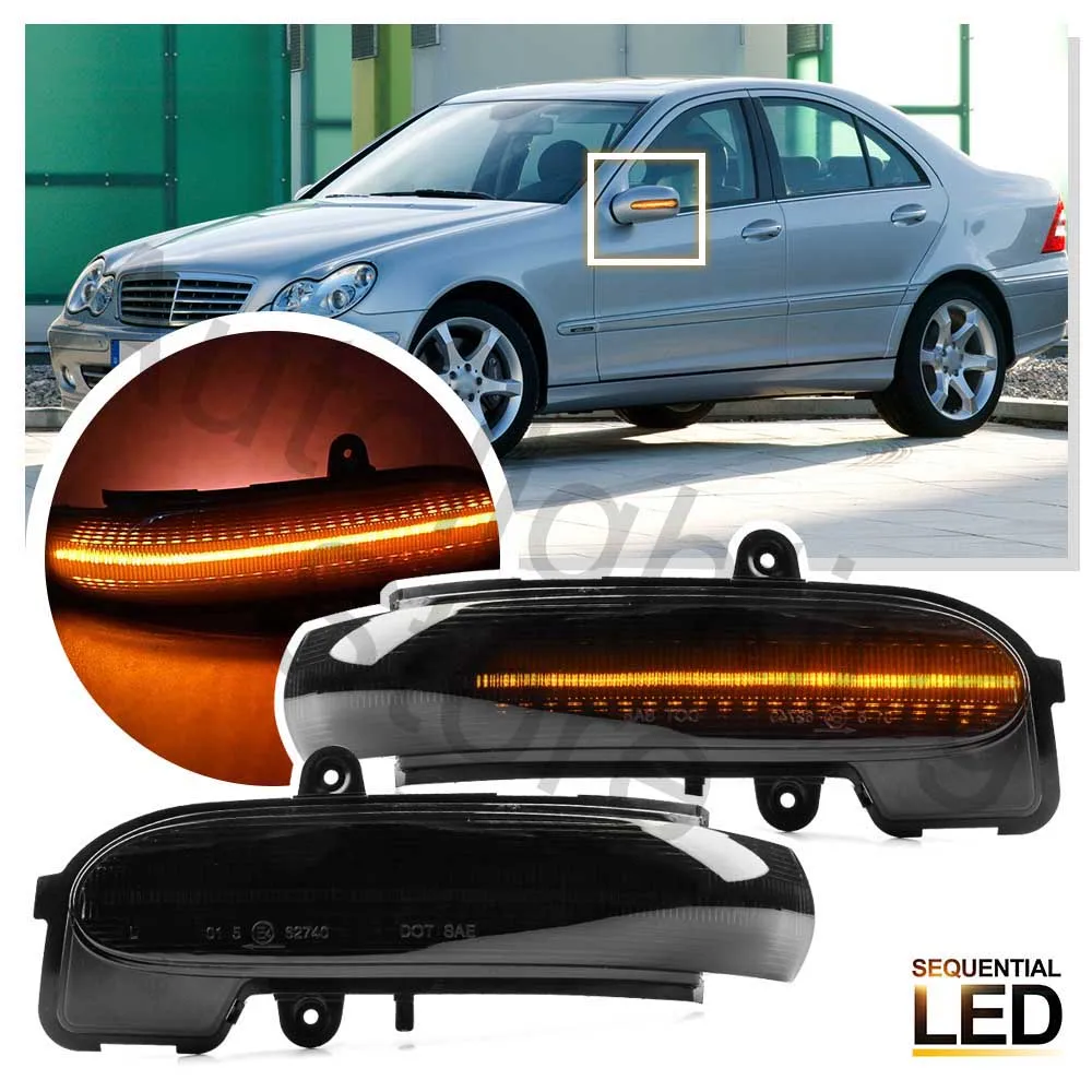 

2PCS Smoked Led Sequential Side Marker Light For Mercedes-Benz C-Class W203 S203 C203 2001-2007 Turn Signal Lamp