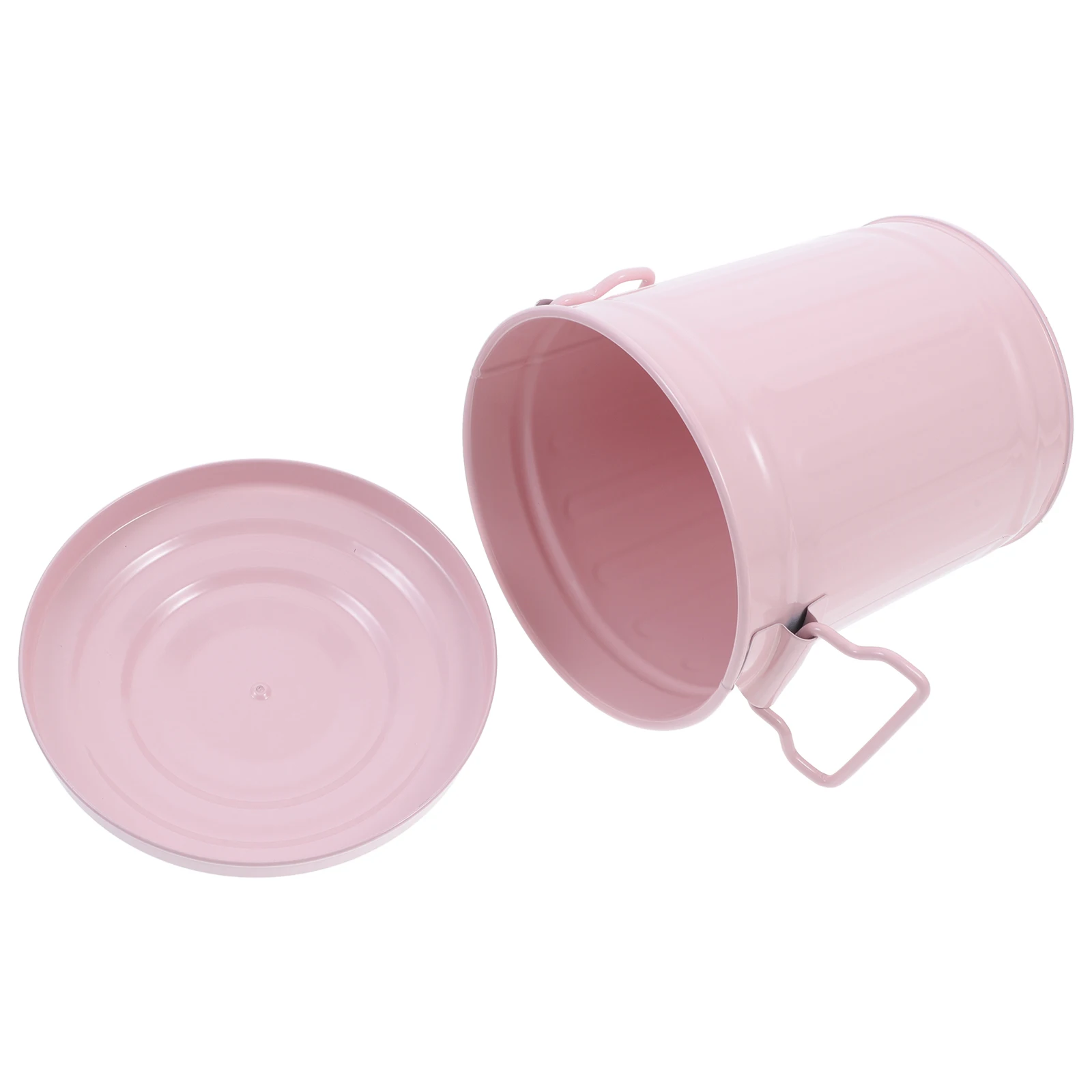 

Mini Trash Can Lid Desk Car Bedroom Garbage Bucket Pink Candy Tin Office Small Countertop Bathroom Metal Can Easy