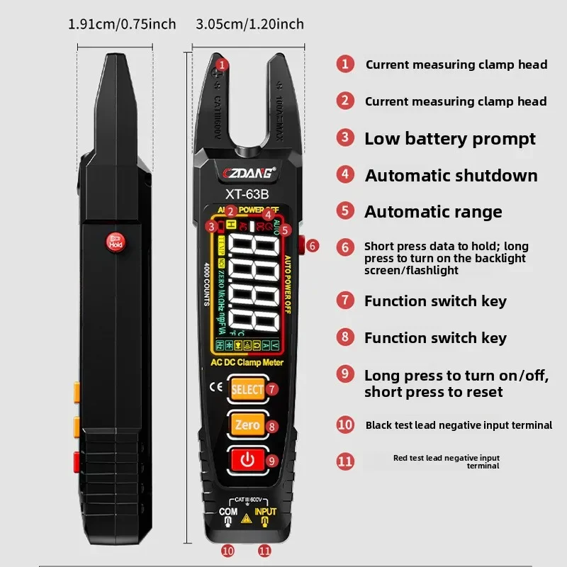 

U-shaped Clamp Meter for Electricians Can Measure AC and DC Current Digital Clamp Multimeter TOOL