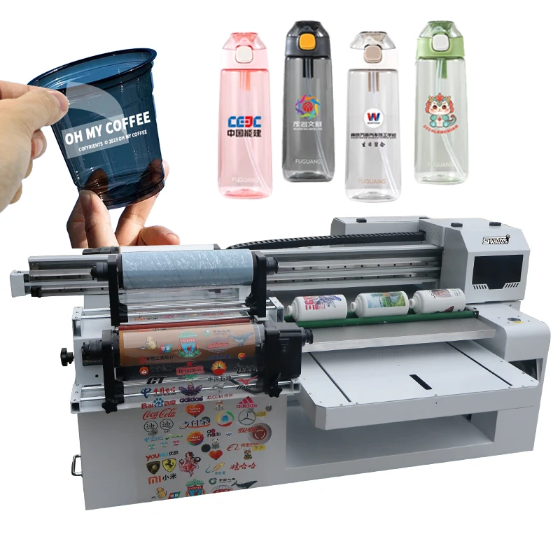 UV flatbed jet printer 6090 Ab Film Uv hybrid printing machines digital Metal Wood Hybrid Uv Roll To Roll