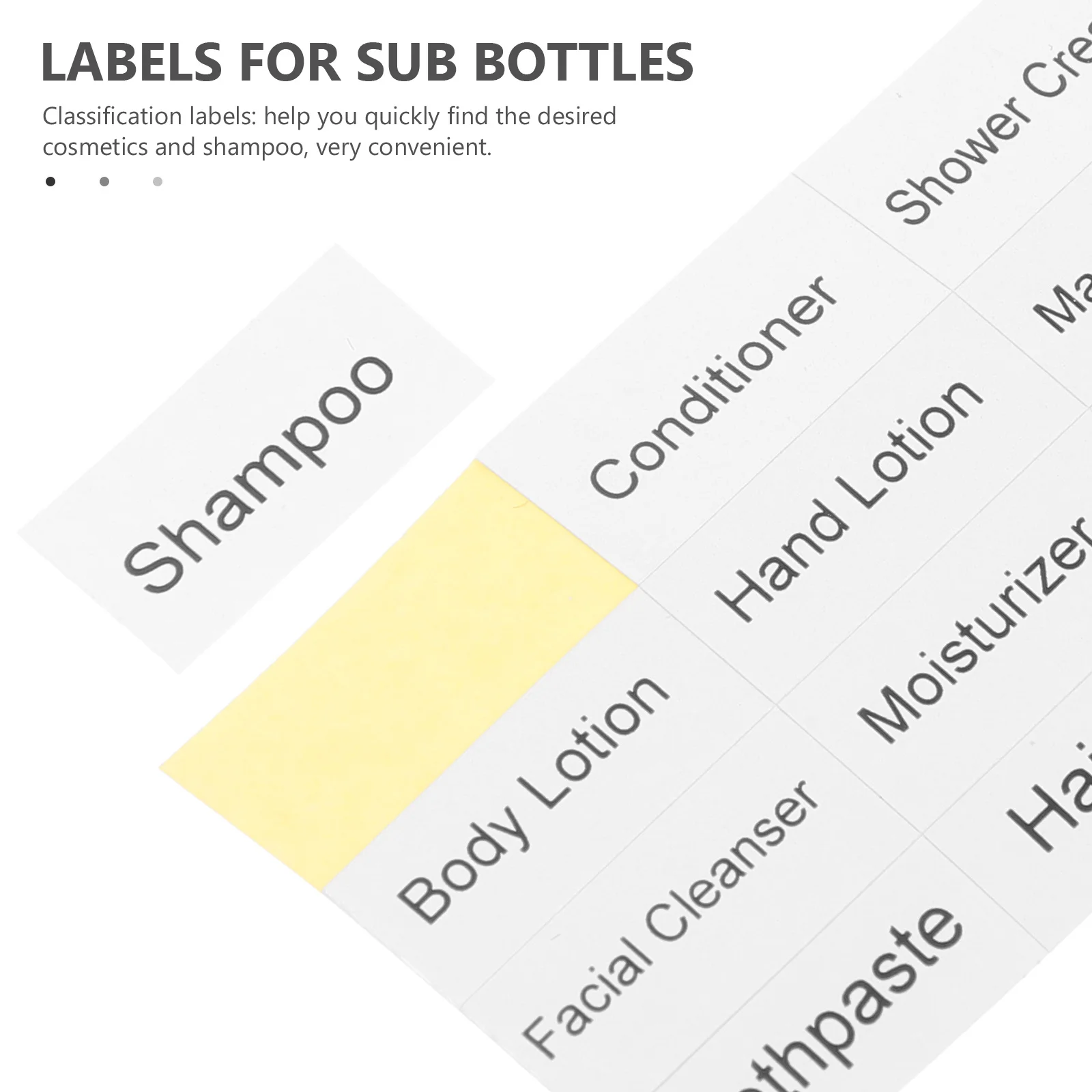 

10 Sheets Clear Toiletry Labels For Travel Bottles Cosmetics Shampoo Sub-Bottle Stickers Self-Adhesive Classification Label