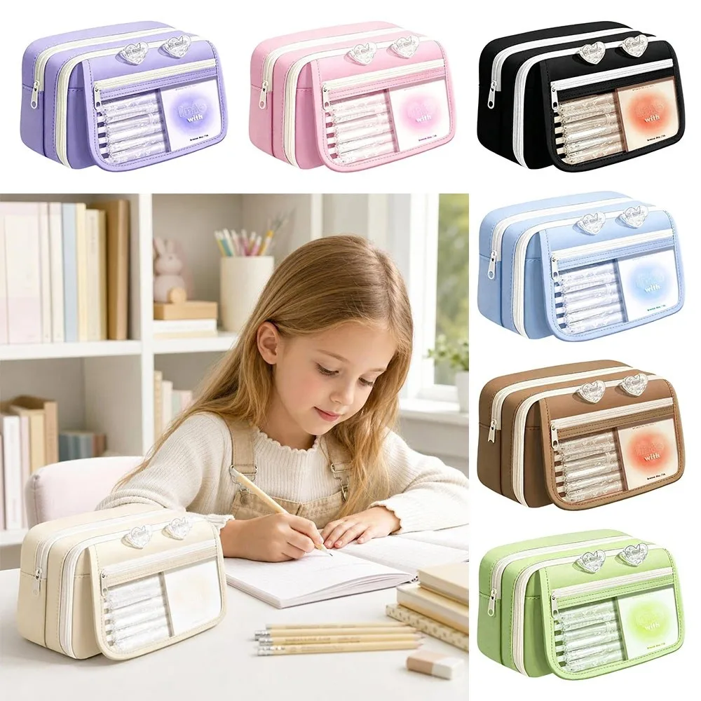 New Oxford Pencil Case Multi-Layer Flip-Top Stationery Case Lightweight With Compartment Pencil Pouch School Supplies