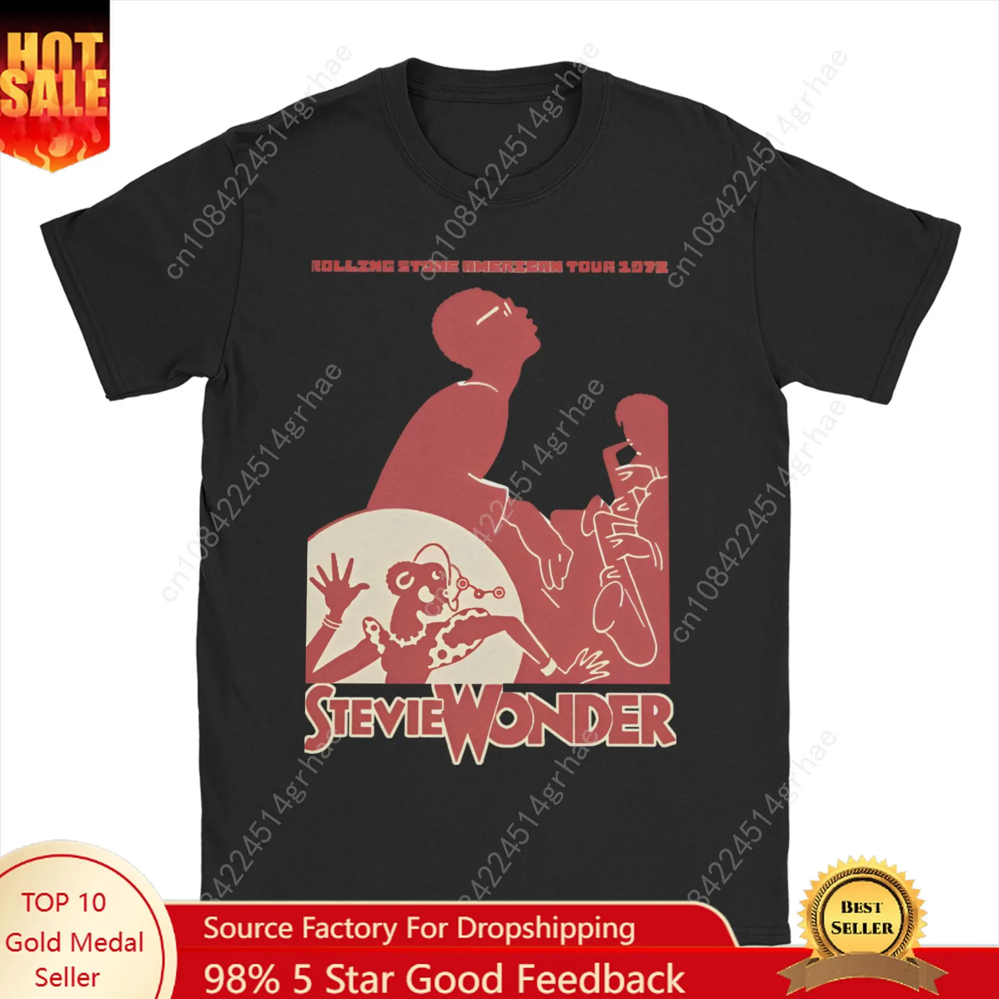2025 venda quente de verão dos homens stevie maravilha t camisa roupas de algodão puro novidade manga curta o pescoço camisetas verão