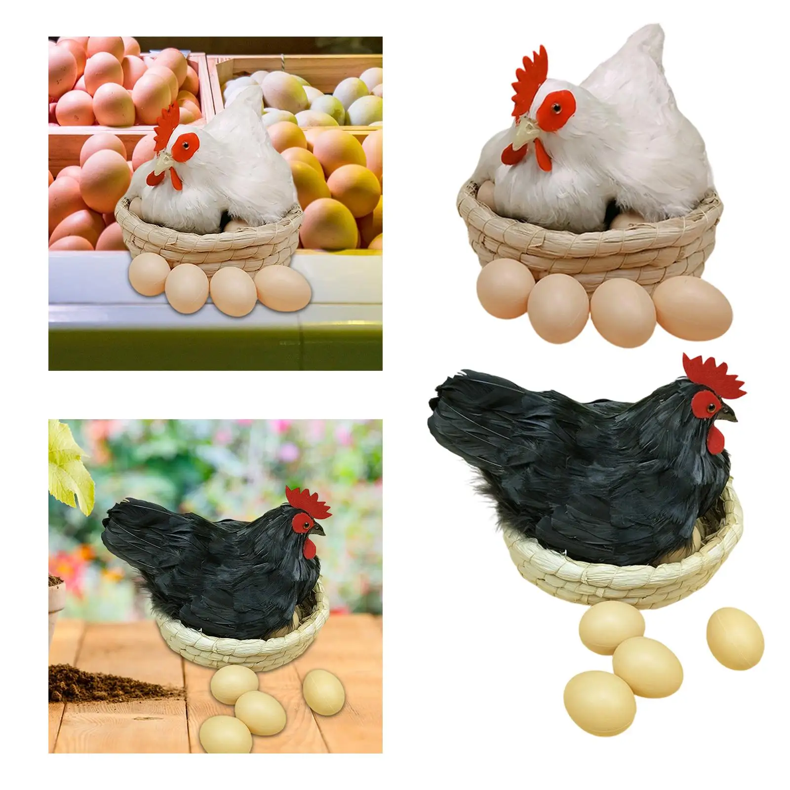 Fake Simulation Hen Figurine Chicken Garden Statue Decorative Hen for Outdoor Patio Yard Easter and Micro Landscape