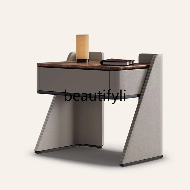 

Italian bedside table high-end natural marble minimalist modern bedside table