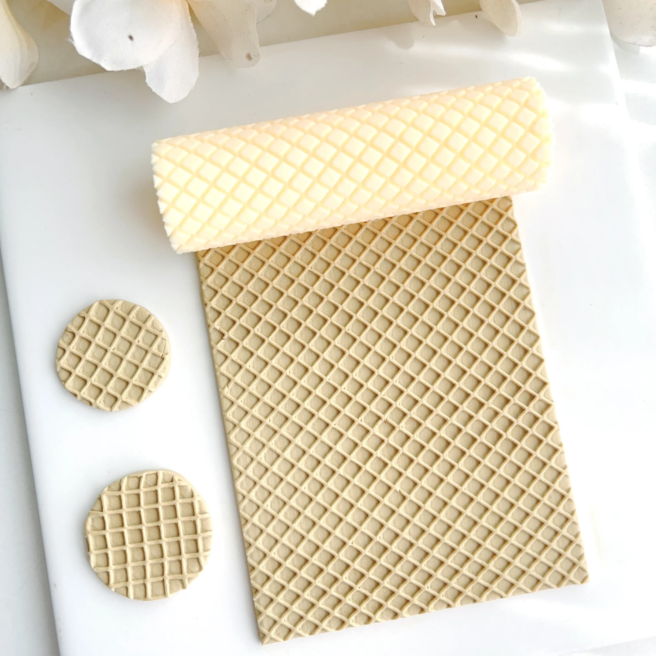 Ice Cream Biscuit Pattern| Polymer Clay Seamless Texture Roller  Soft Pottery Earring Polymer Clay Cutter Roller Texture Polymer