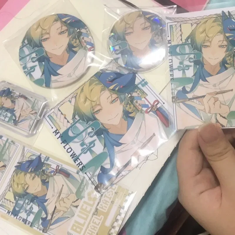 Bolsa de regalo de la suerte de Anime de 6 piezas, bolsa de colección de dibujos animados de Michael Kaiser, llavero, insignia láser, tarjeta postal LOMO, tarjeta láser, juguete para regalo