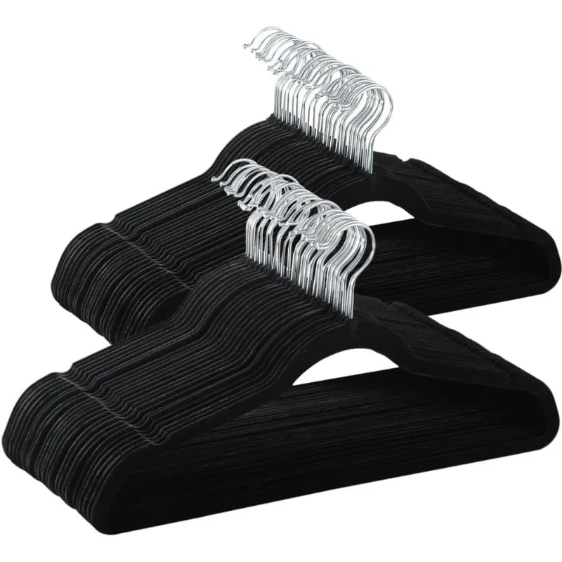 

100 Pack Non Slip Velvet Hangers Heavy Duty Suit Hangers Flocked Coat Suit Hangers Space Saving