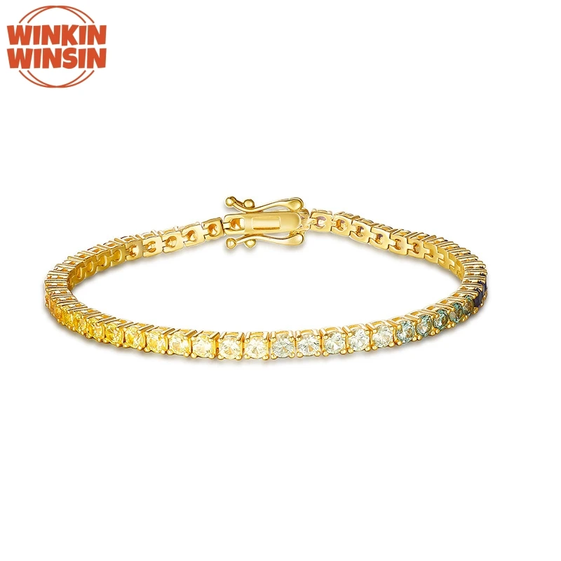 

Бренд Winkin Winsin S, стерлинговое серебро 925, сертификат GRA, выращенный в лаборатории драгоценный камень, градиент цвета, женский теннисный браслет, ювелирные изделия
