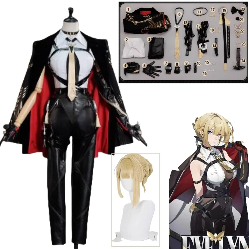 

ZZZ агент Evelyn Косплей Костюм Парик Игра Zenless Zone Zero Одежда для ролевых игр Боевая униформа Аниме Костюмы для Хэллоуина