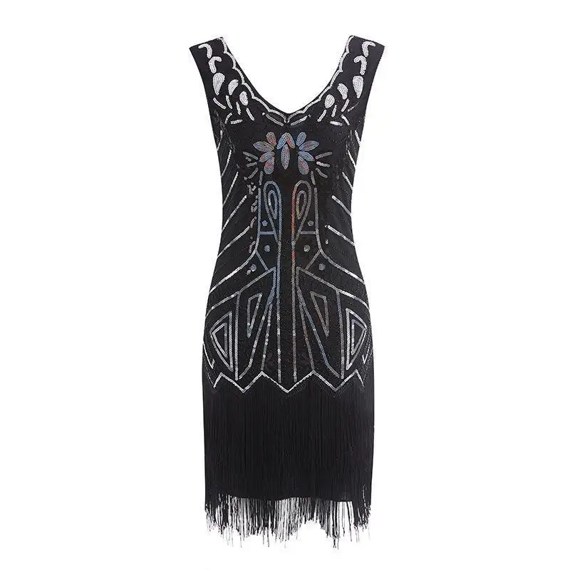 Quali borla Gatsby lentejuelas Dr 920S vestido de noche Retro falda Ultra ort cintura media Princ Sve otro Material 00%