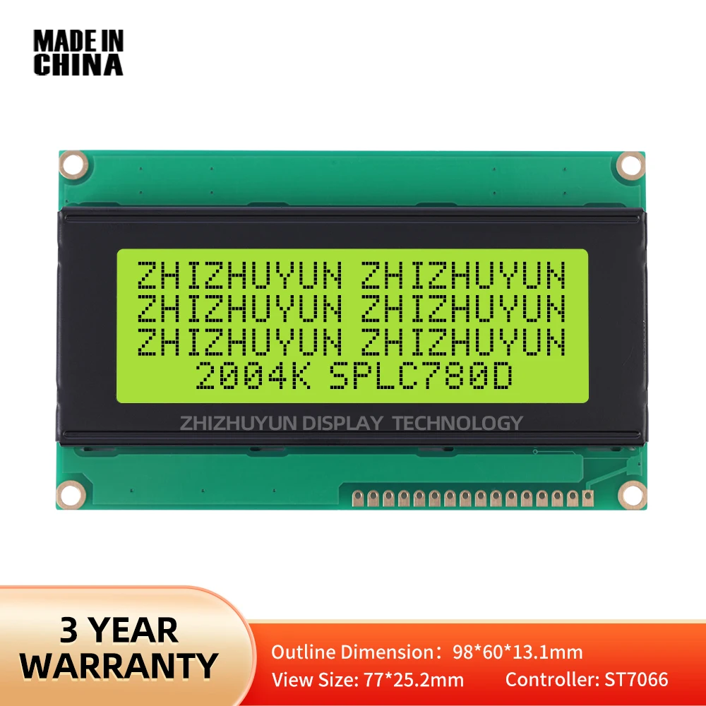 Écran LCD Rick avec rétroéclairage vert, technologie d'affichage, 16 broches, carte LCD 20x4, 2004K, 20tage, 5V, 2004