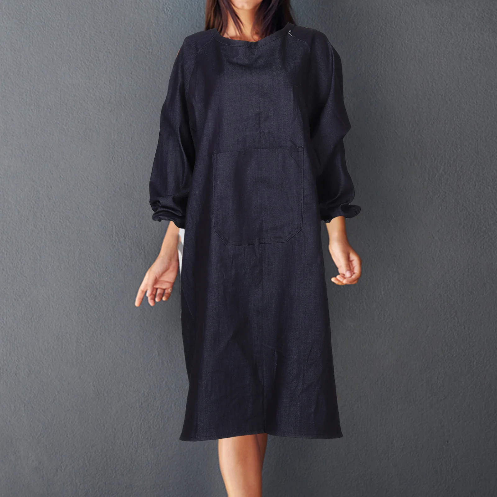 مريلة عمال شديدة التحمل ومضادة للبقع وأكمام طويلة مع جيوب مقاس كبير لفنان رسم الحلاق في المطبخ متعدد الوظائف