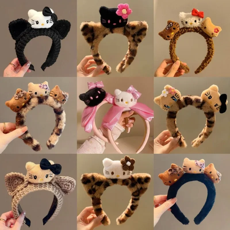 

Adorable Anime Y2K Hello Kitty Ears Headband Plush Hair Band Cute Cinnamoroll Decor Headdress Nonslip Head Hoop For Women Girls