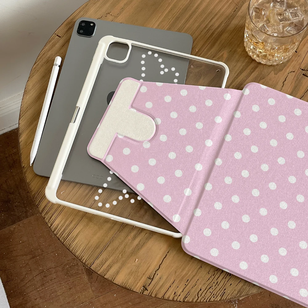 Ins Wing Polka Dot Pink Tablet Case For iPad Pro 11 12.9 13 M2 M4 M3 M5 Shell 8.3 9.7 10.2 5/6/7/8/9/10/11th Air 3 4 5 6 7 Cover