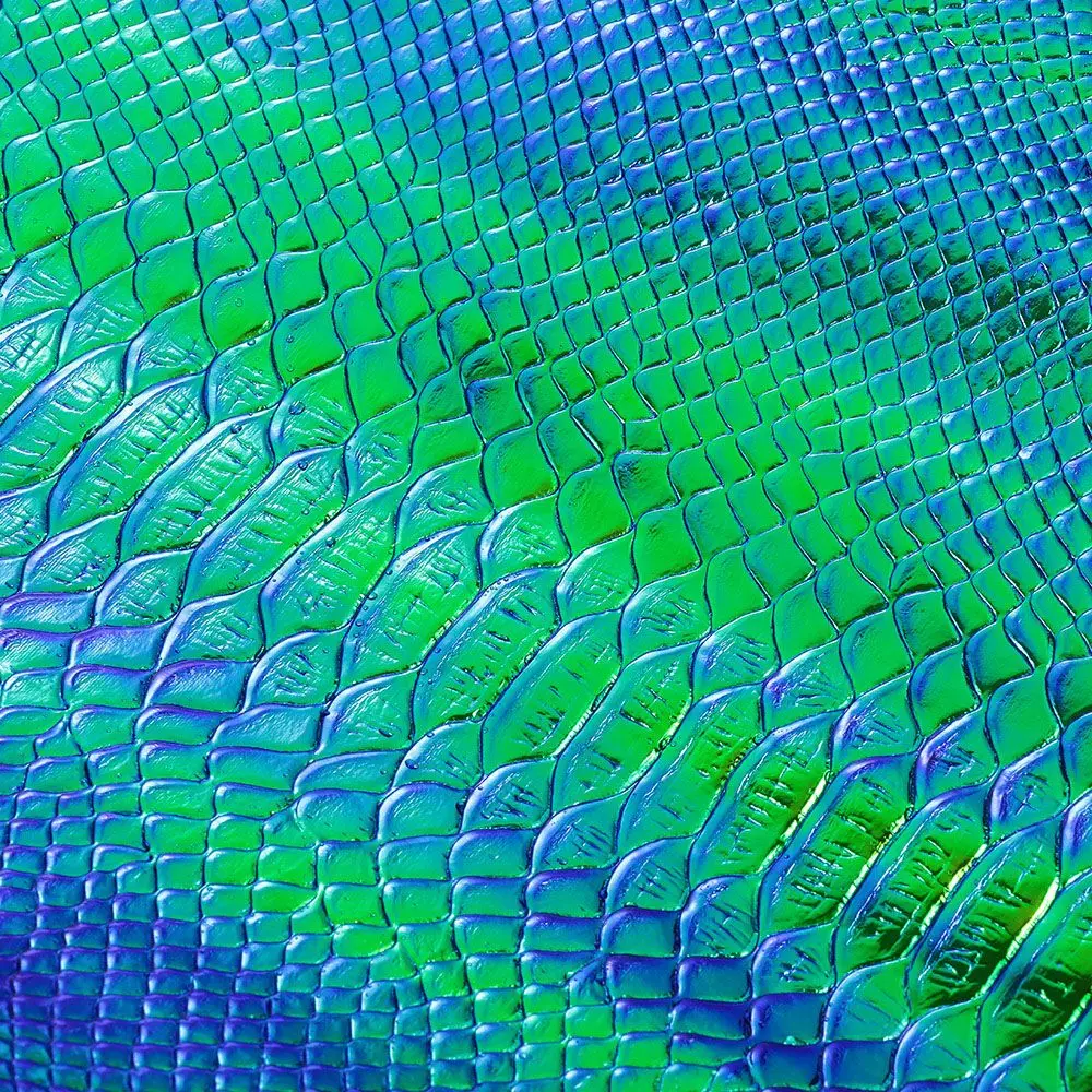 1 Roll 30x135cm Snake Skin Pattern Sheets Blue & Green Holographic Faux Leather Sheets Snake Skin Pattern PU Faux Leather