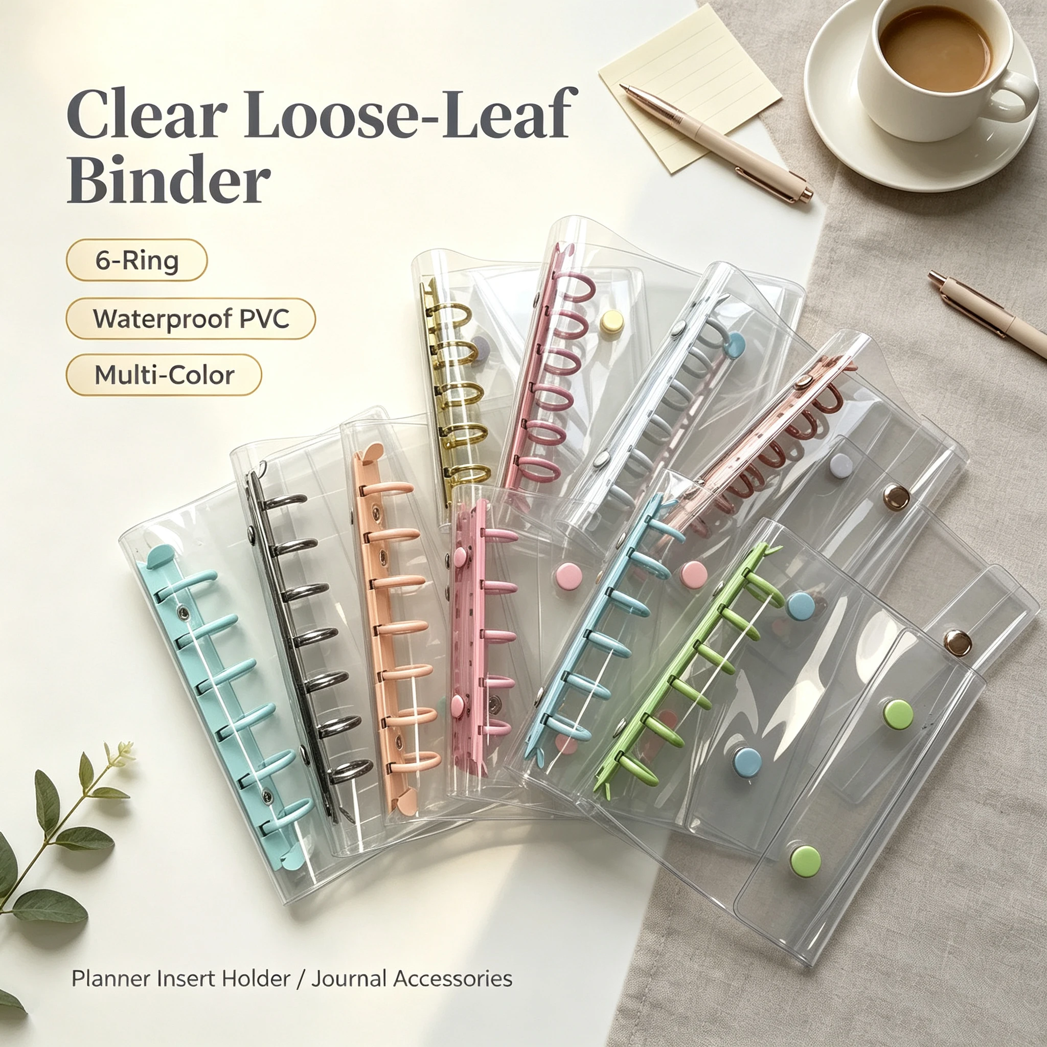 A7 Widening Double Button Transparent PVC Soft Cover Binder Cover Journal Sketchbook Accessories Diary Office Supplies