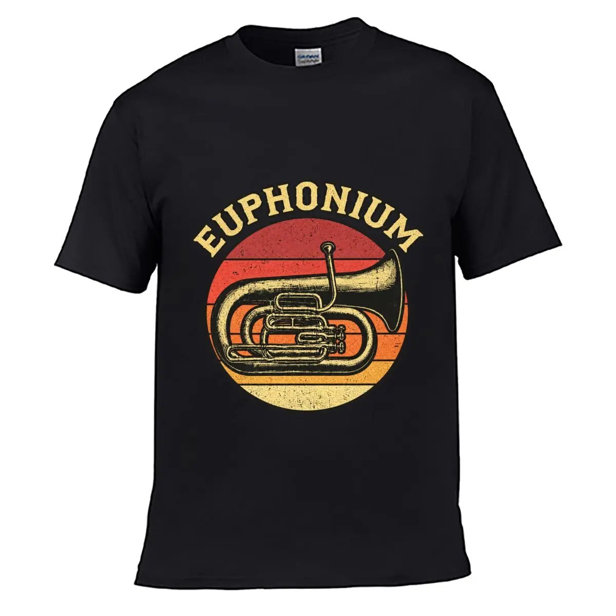 Euphonium Vintage Sunset Brass Instrument Music short-sleeved T-shirt