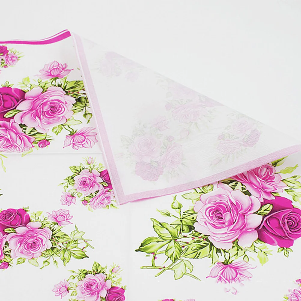 Serviettes en Papier à Imprimé Floral, Colorées, Faites à la Main, pour Mariage, Anniversaire, Banquet (Aléatoire), 20 Pièces