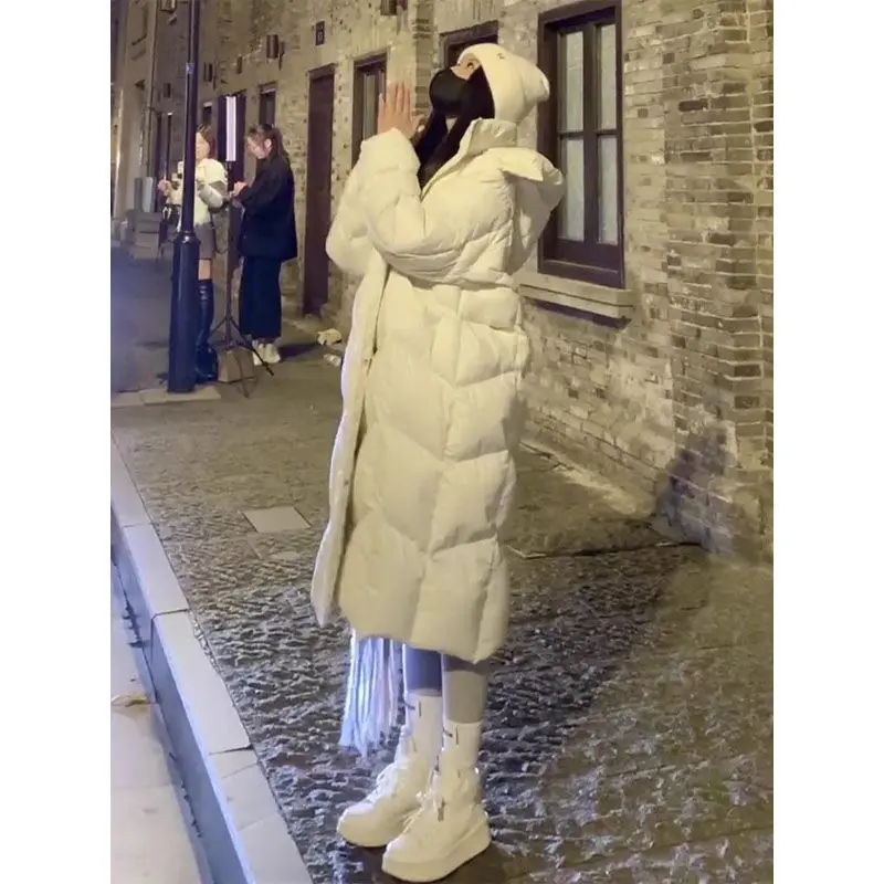 Winter Women Parkas Hooded Puffer Jacket Warm Thick Over The Knee Long Bread Jacket Cotton-padded Jacket Korean Chic Outerwear