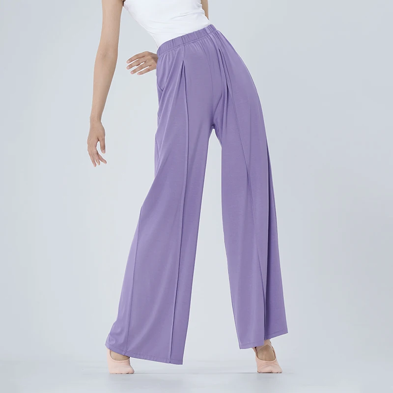 Pantaloni a gamba larga da donna con elastico in vita Pantaloni dritti modali larghi per adolescenti Pantaloni da danza classica per adulti Pantaloni a gamba dritta