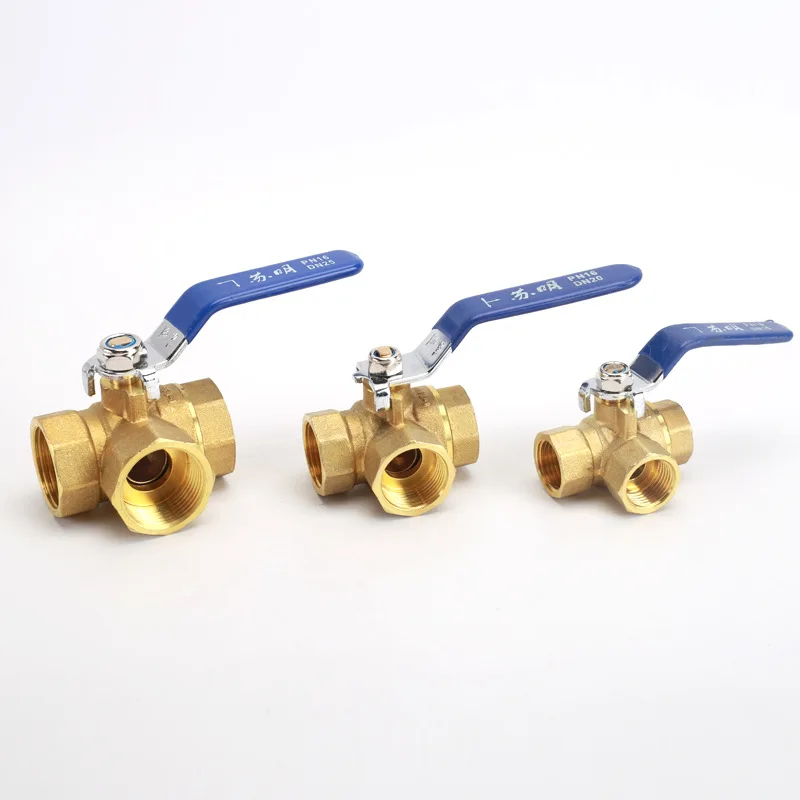 2 قطعة النحاس T نوع صمام كروي ثلاثي 2/3/4/6 دقائق 1 بوصة سلك داخلي L نوع صمام التبديل انبوب ماء تسخين الغاز الطبيعي conn #3