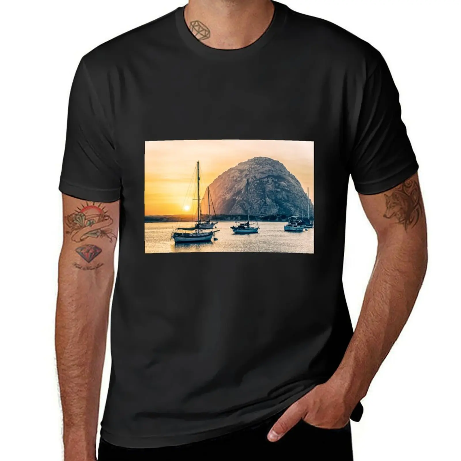 Setting Next To Morro Rock T-Shirt Aesthetic clothing vintage men graphic t shirts