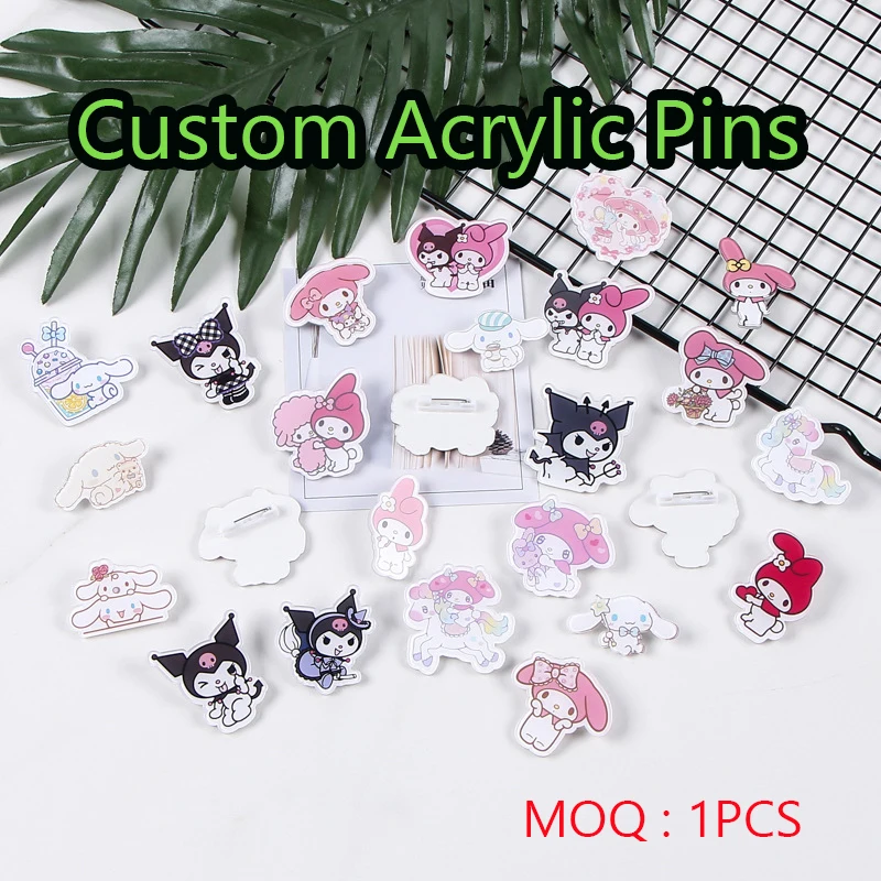 Custom Acrylic Pins Round Cartoon Photo Customized Logo Anime Cute Plastic Personalized Badge Brooch