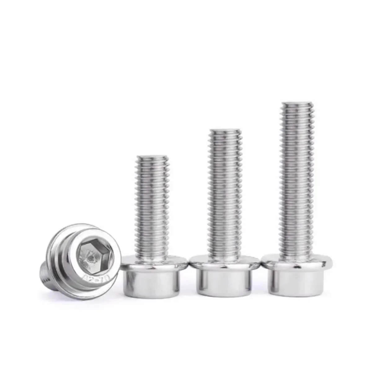 304 Stainless Steel Flange Hex Head Screw/Medium Tooth Cylindrical Head Washer M5M6M8M10