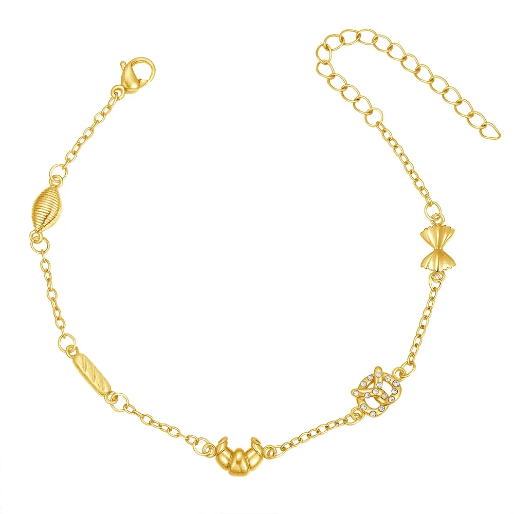 

Stainless Stee Cubic Zirconia Heart Shape Gold Color Bowknot Link Chain Bracelets for Women Statement Jewelry Party Gifts