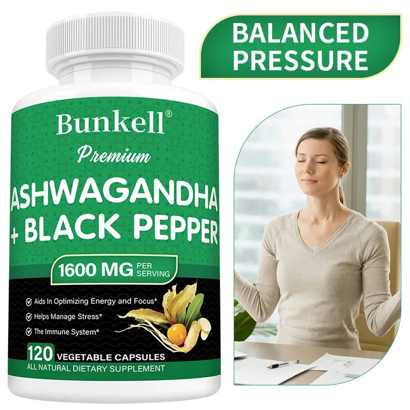 Ashwagandha Root Capsules - Stress Reliever, Sleep Aid Supplement, Helps Balance Energy Levels and Maintain A Positive Mindset