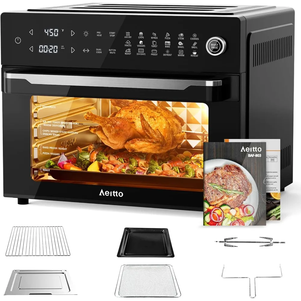 32-Quart PRO Large Air Fryer Oven| Toaster Oven Combo | with Rotisserie, Dehydrator and Full Accessories