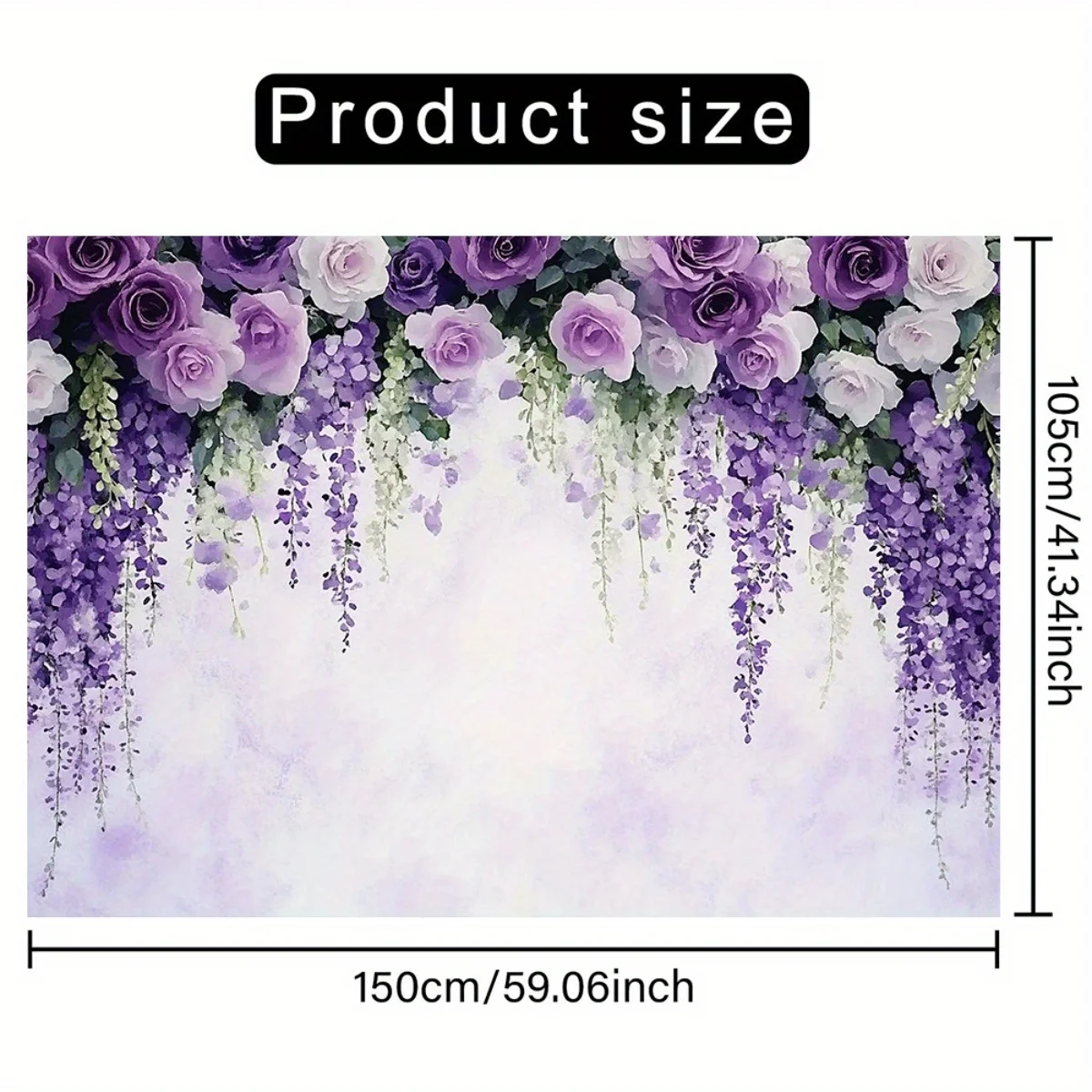 purple floral tapestry elegant flower arrangement wall hanging soft pastel tones romantic ambiance perfect for bridal shower or