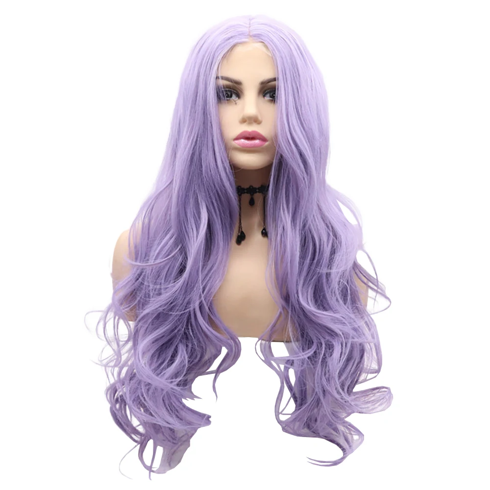 1 × 4 شعر صناعي بدانتيل أمامي على شكل حرف T 24 بوصة شعر مجعد مموج مناسب للحفلات اليومية النسائية شعر مستعار حريري عالي الحرارة